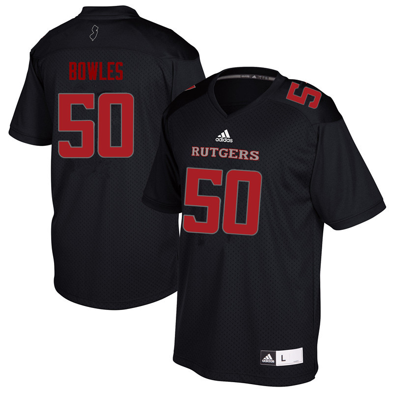 Men #50 Owen Bowles Rutgers Scarlet Knights College Football Jerseys Sale-Black